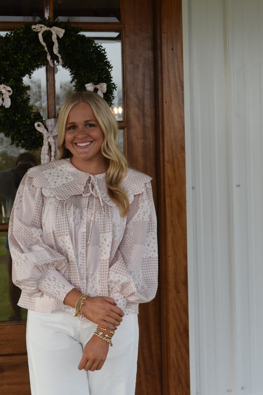 Scalloped Tile Collar Shirt