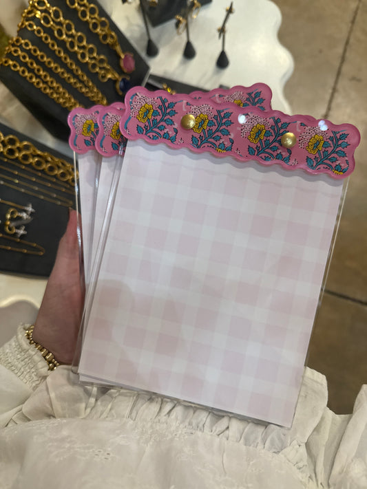 Pink Notepad Swag. With Teal