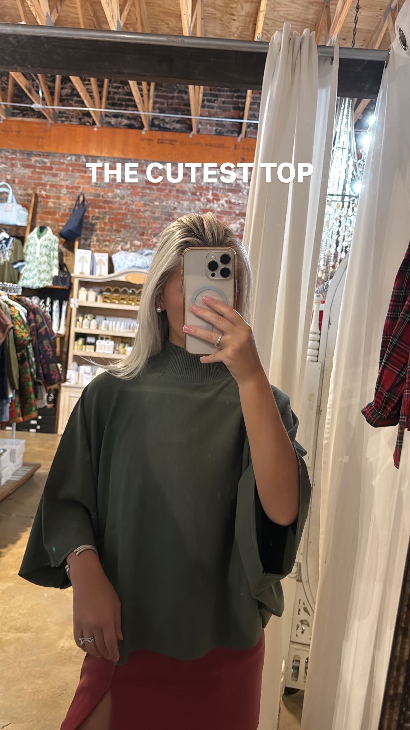 Green Poncho Flow Short Sleeve Sweater