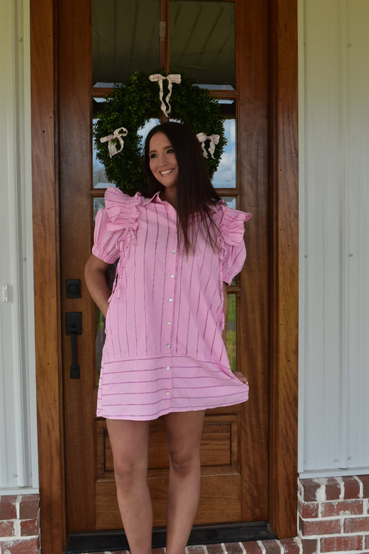 Stripe Pink Mini Dress