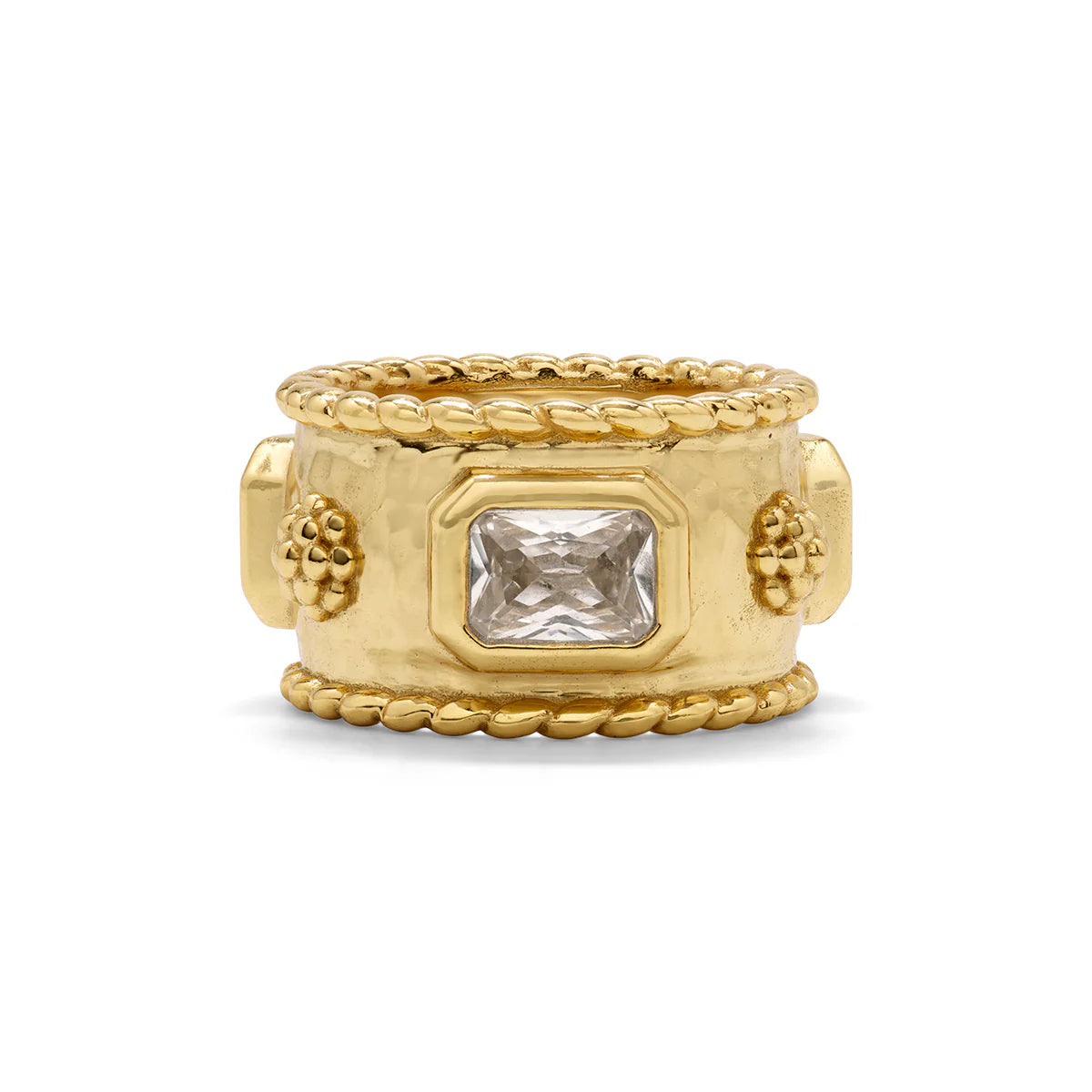Berry Hammered Band with Clear Cubic