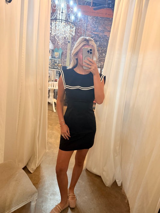 Black and White Sleeveless Mini Dress