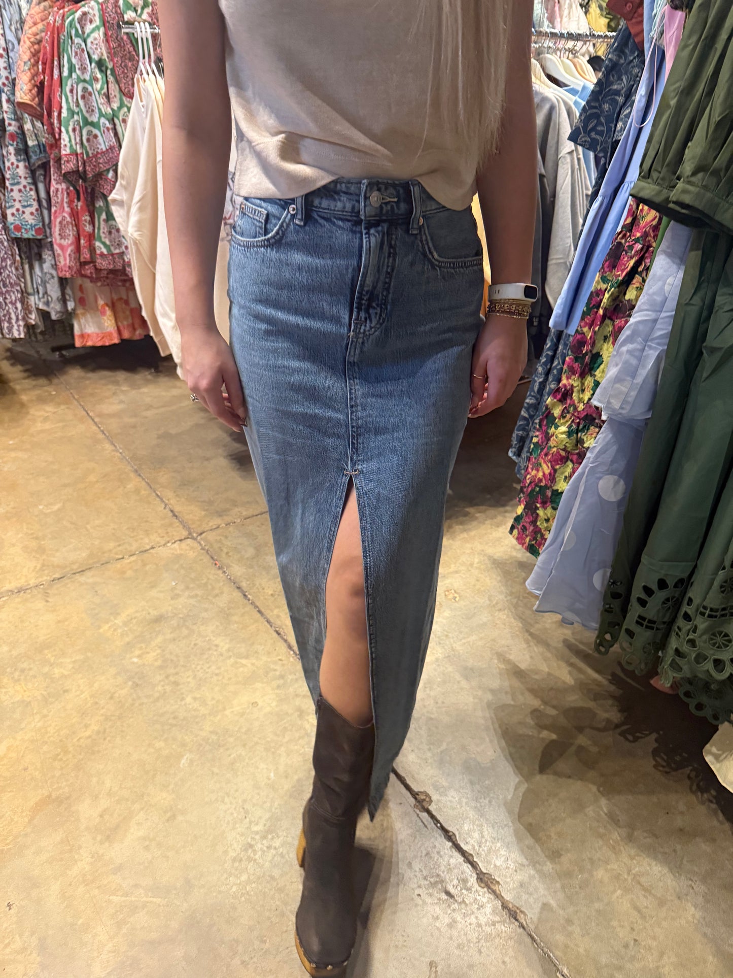 Free People Little Things Denim Skirt