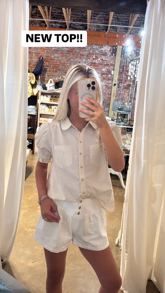 Tan Peter Pan Collar Top