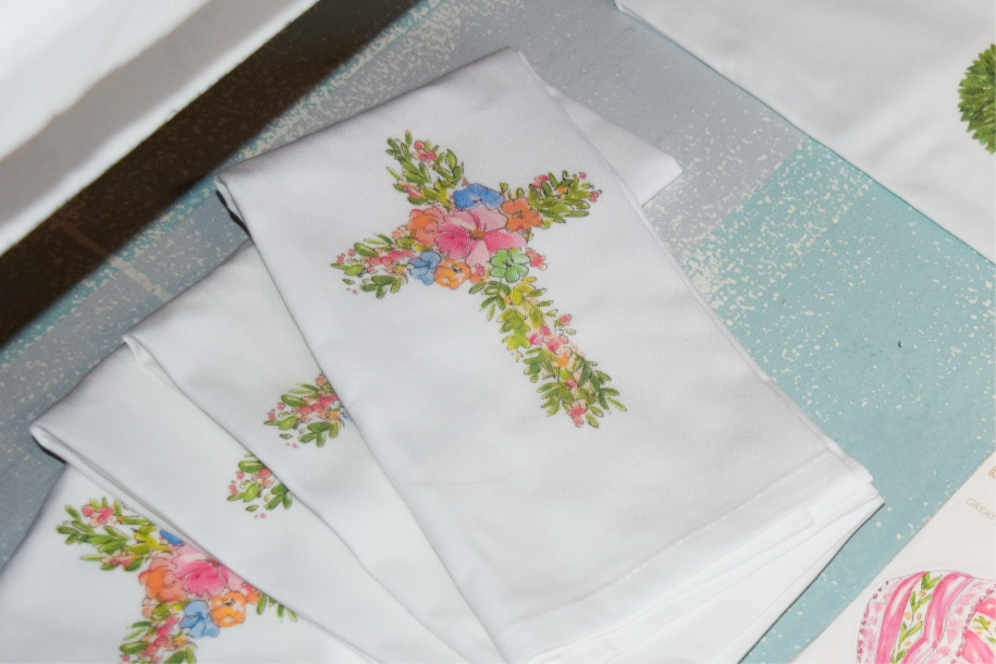 Spring Floral Cross Kitchen Towel