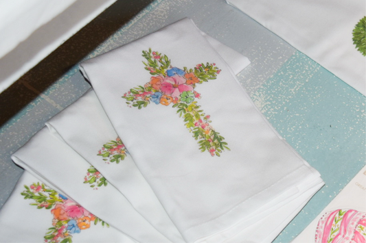 Spring Floral Cross Kitchen Towel