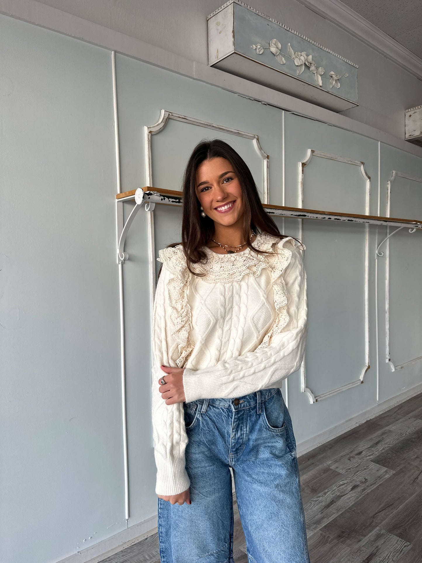 Sweater Lace Crochet Sweater Knit Top