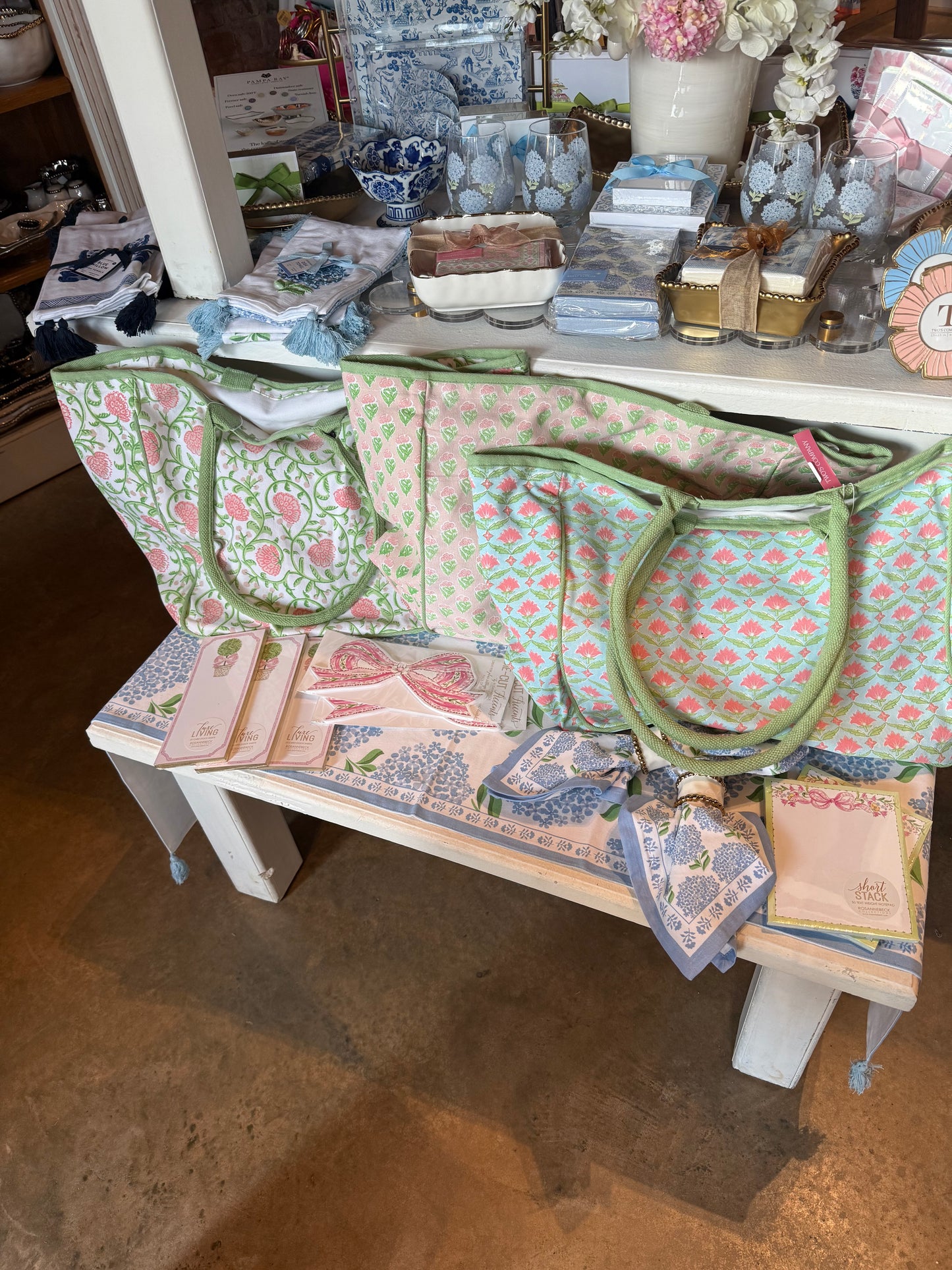 Floral Block Print Tote Bags