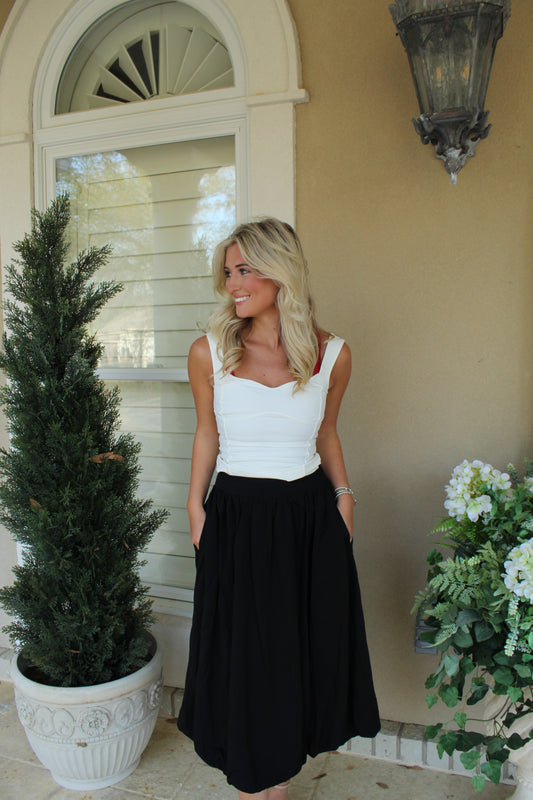 Black Bubble Midi Skirt