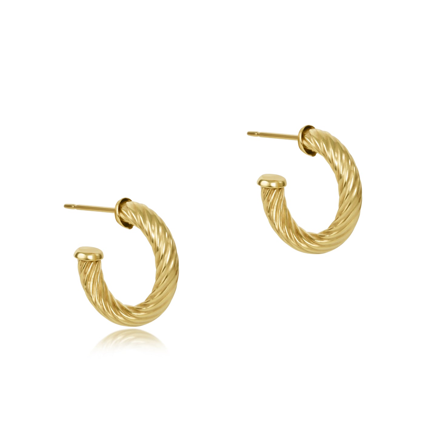 round gold 0.5" post hoop - 4mm - textured twist Enewton