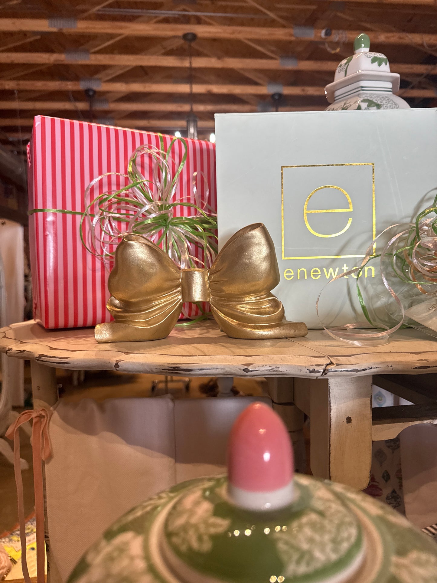 Gold Bow Candle Holder