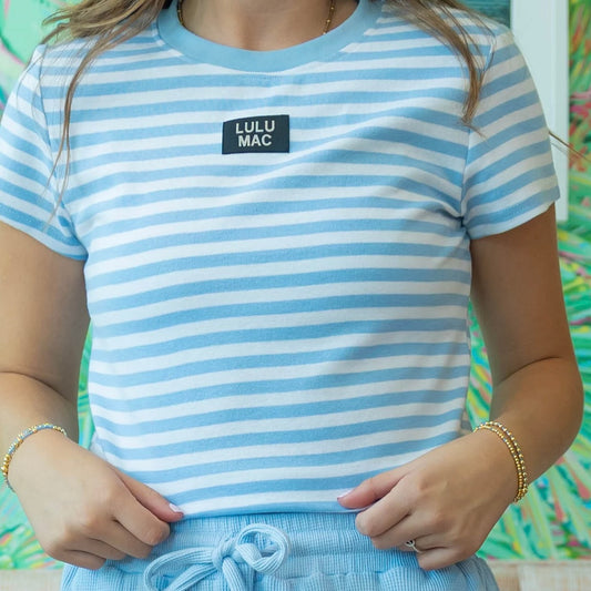 Light Blue Lulu Mac Stripe Baby Tee