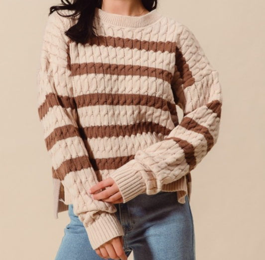 Tan and Brown Stripe Sweater