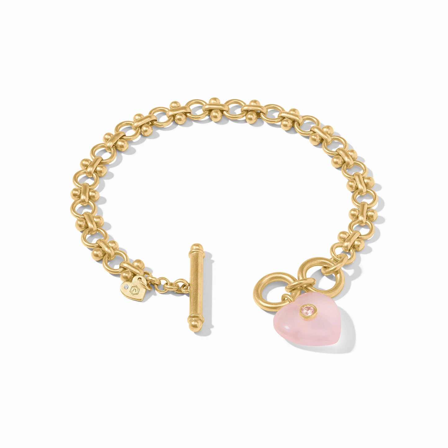 Heart Link Bracelet - Gold - Pink Quartz - Julie Vos