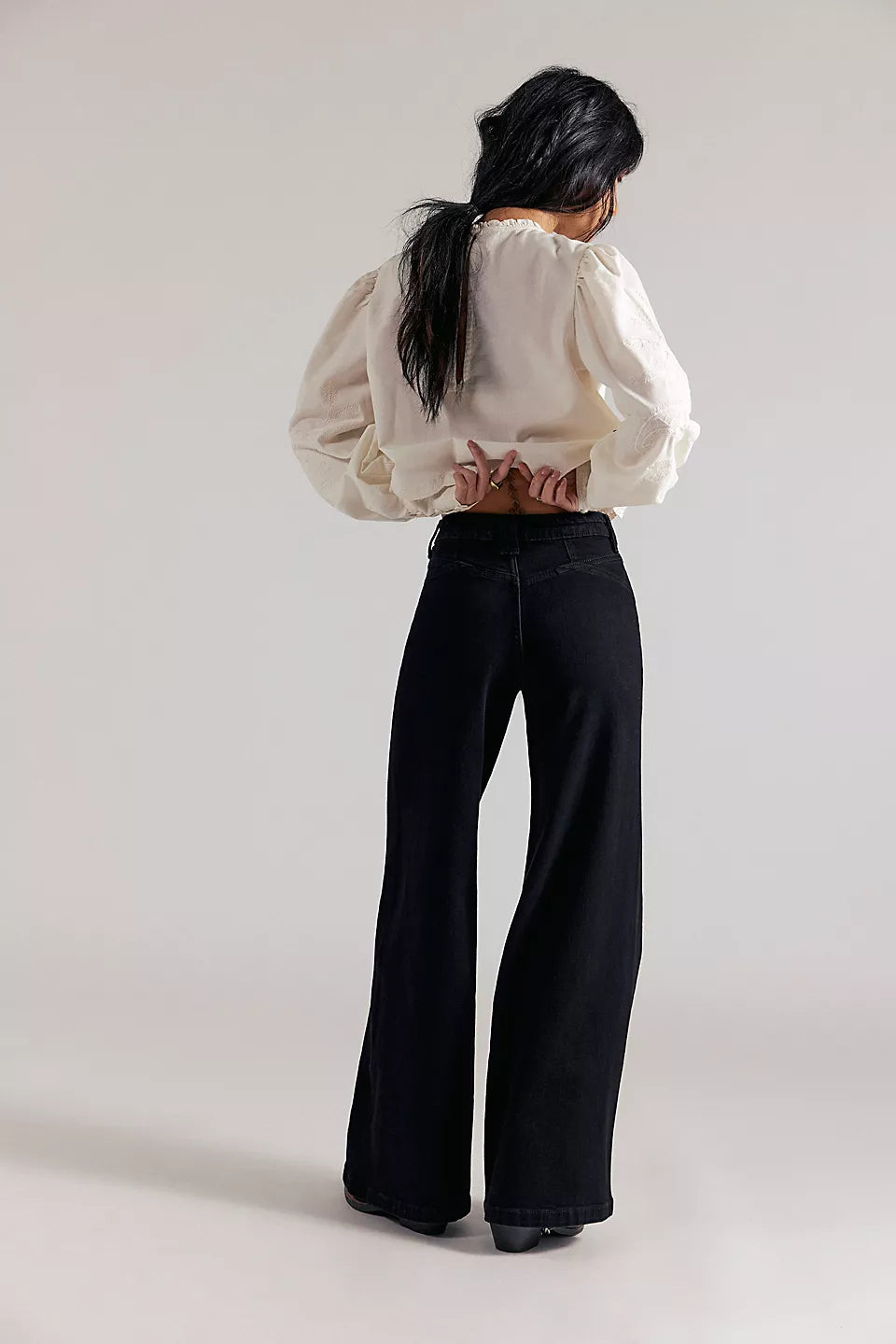 We The Free Kellee High-Rise Black Palazzo Jeans