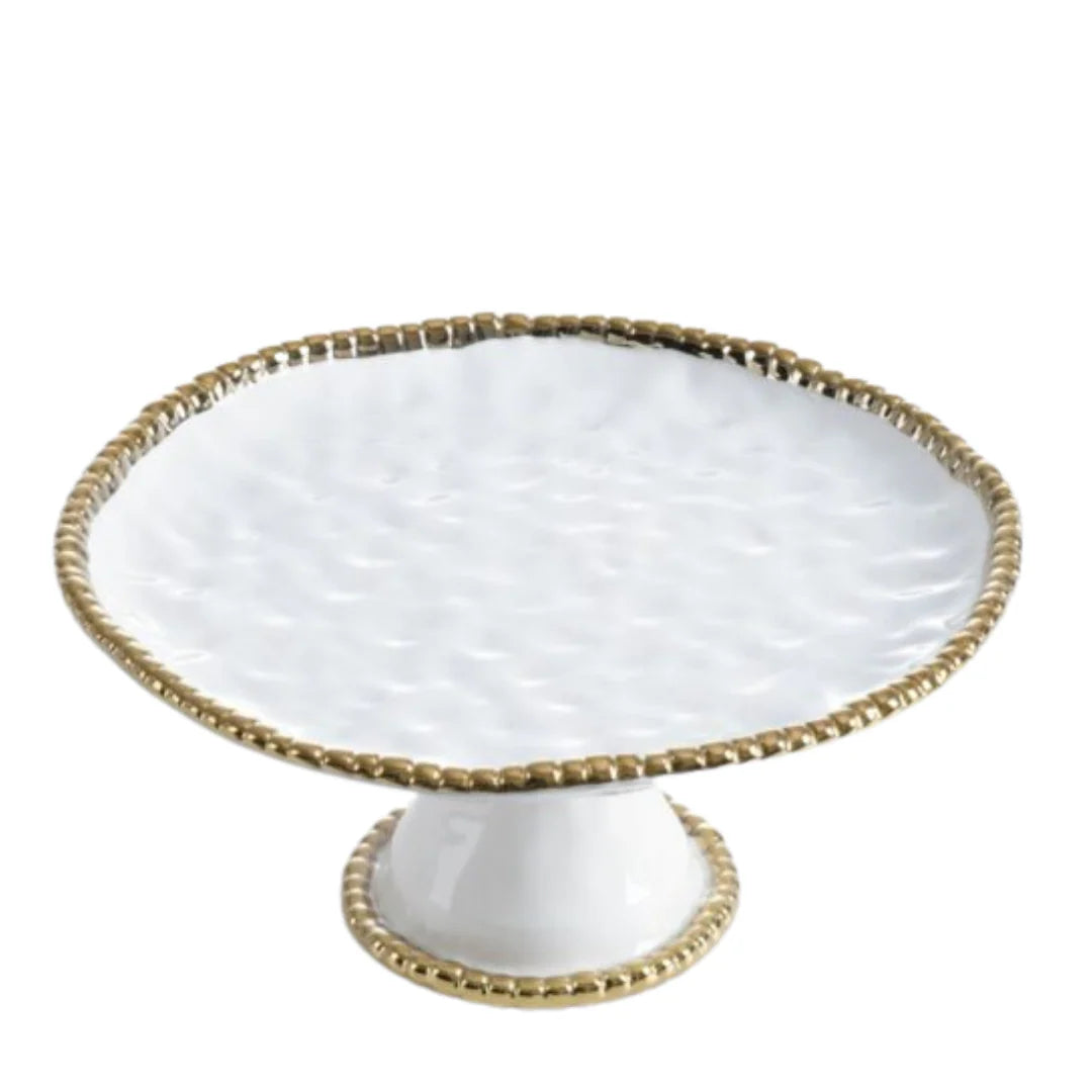 Pampa Bay Round Cake Stand White Gold CER1196WG
