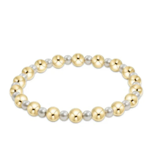 pearl grateful pattern 4mm bead bracelet - 6mm gold