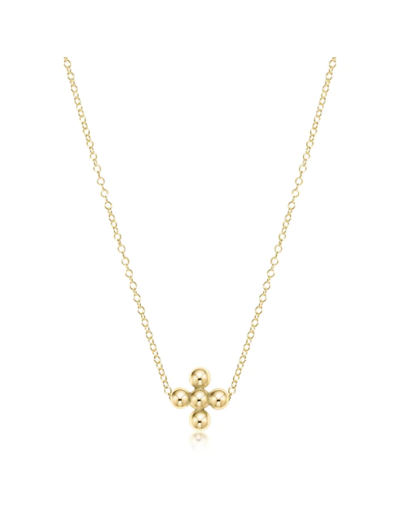 Gold 16" Necklace - Classic 3mm Beaded Signature Cross Charm