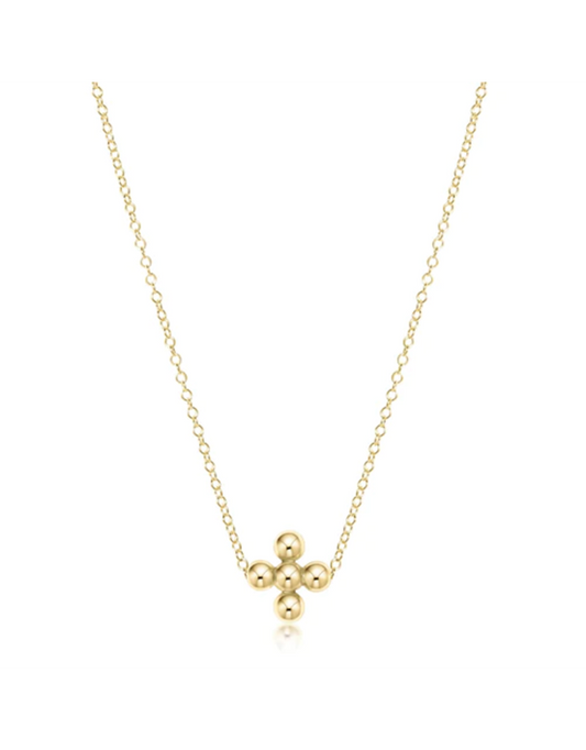Gold 16" Necklace - Classic 3mm Beaded Signature Cross Charm