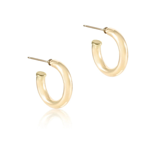 Round Gold 1” Post Hoop- 4mm- Smooth Enewton