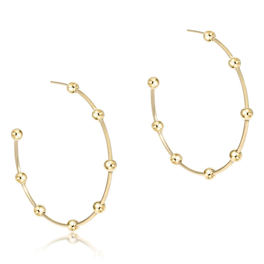 Beaded Simplicity 1.5” Post Hoop 4mm Gold Enewton
