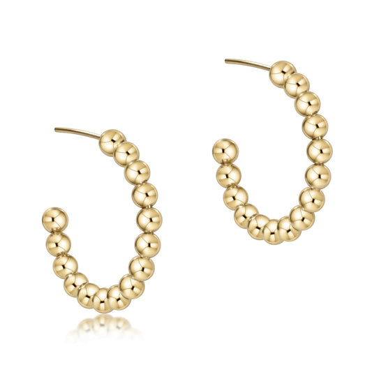 Beaded Classic 1.25” Post Hoop - 4mm Gold