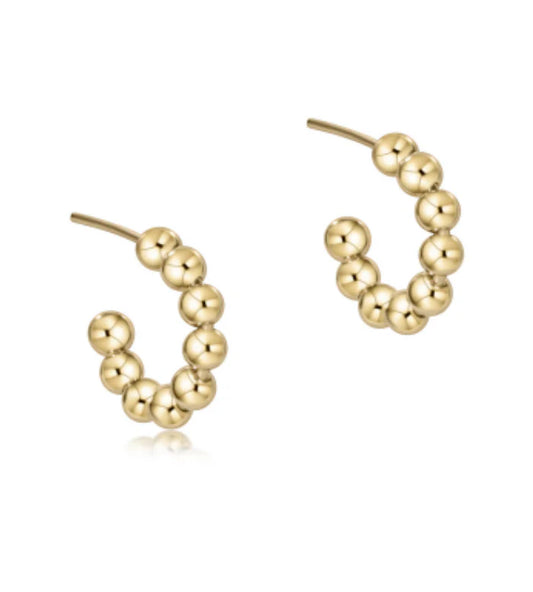 Beaded Classic 1” Post Hoop- 4mm Gold