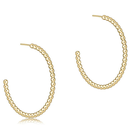 Beaded Classic 1.25” Post Hoop - 2mm Gold