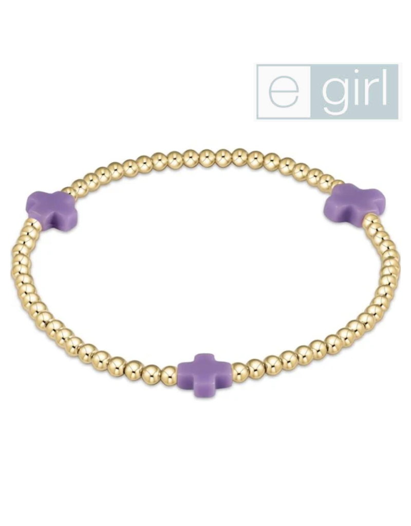 eGirl Signature Cross Gold Pattern 3mm Bead Bracelet - Purple