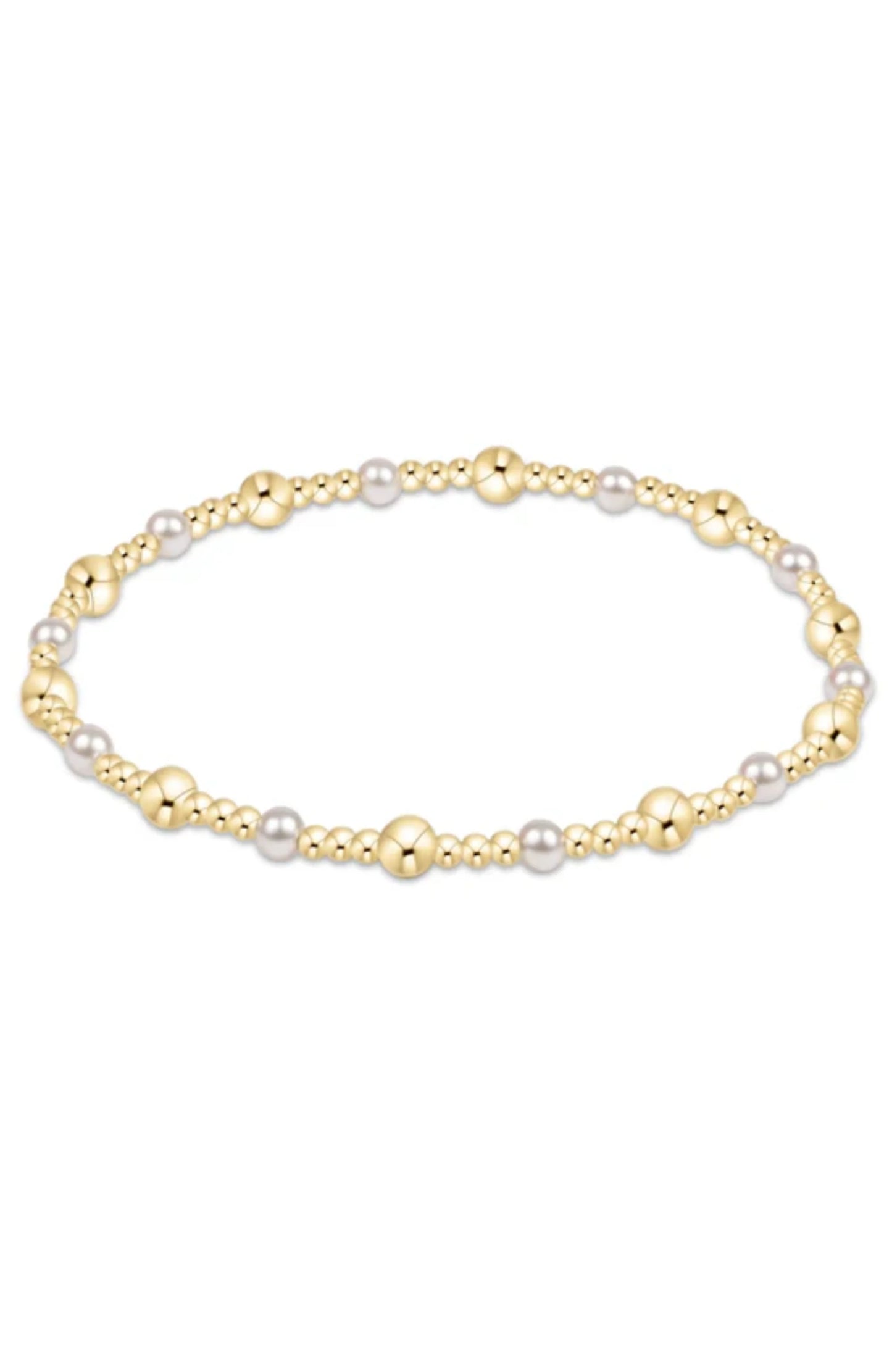 Enewton - Classic Gold Sincerity Pattern 4mm Bead Bracelet - Pearl