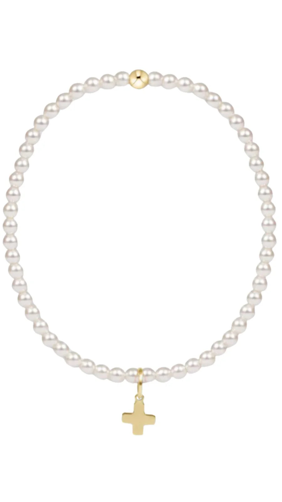 Pearl Cross 3MM Bracelet Extends