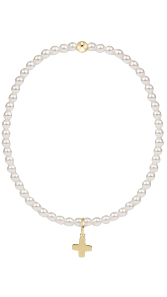 Pearl Cross 3MM Bracelet Extends