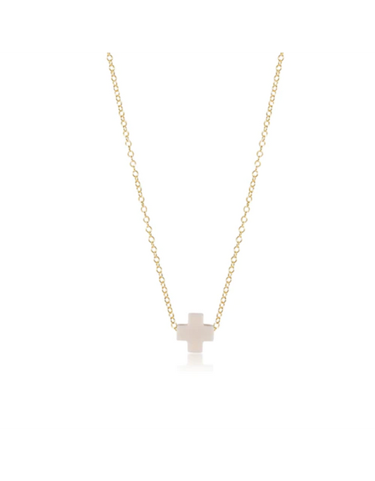 Gold 16" Necklace - Off White Signature Cross