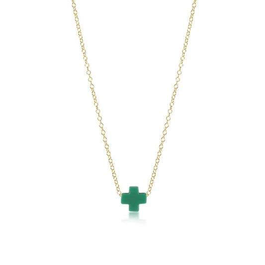 enewton 16" Necklace Gold - Signature Cross Emerald