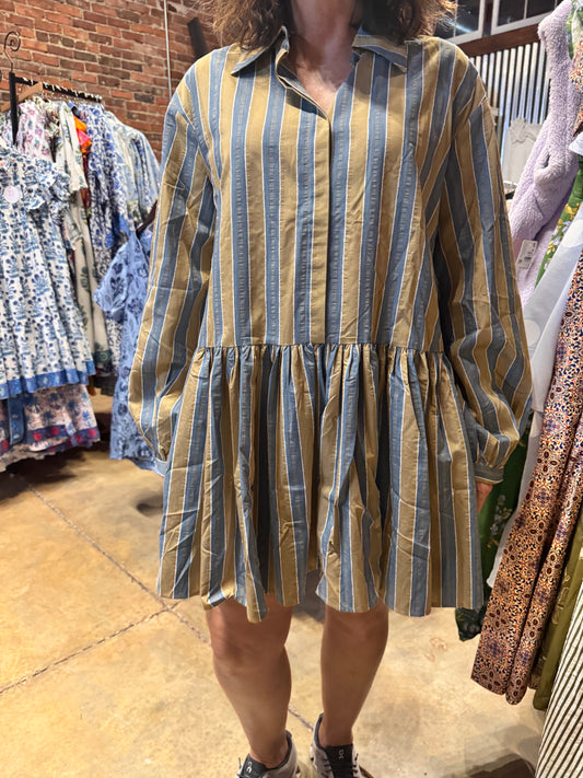 Fall Stripe Blue and Green Dress