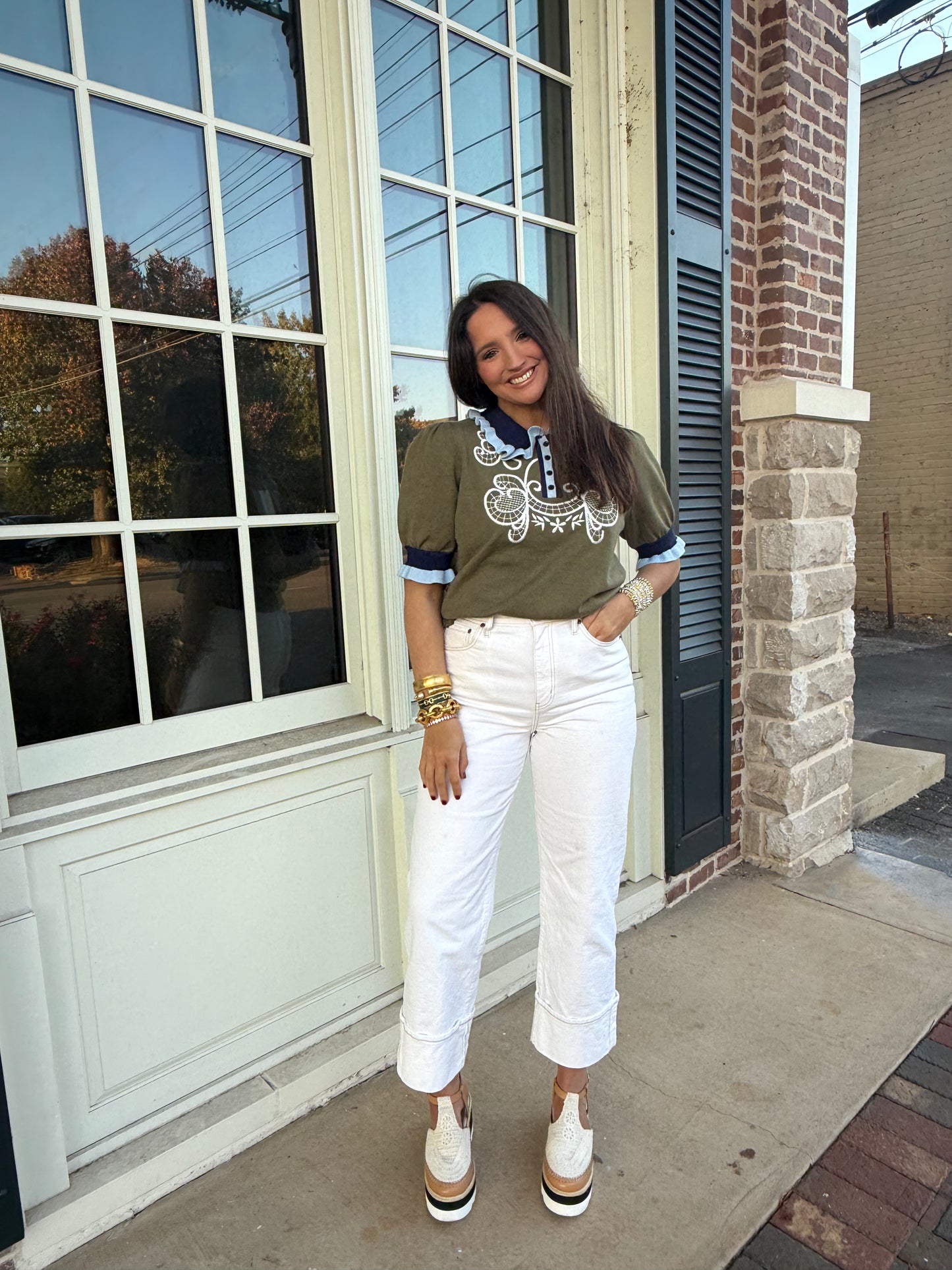 Hayes Blue And Green Collared Sweater