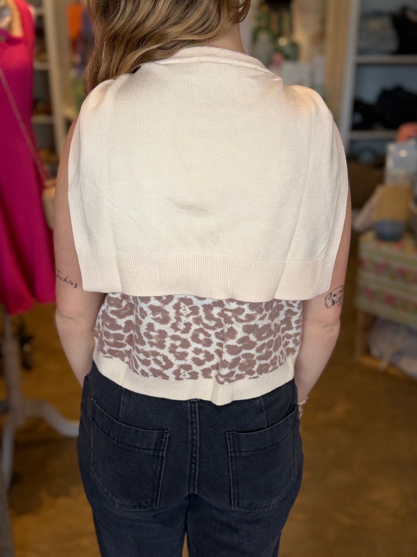 Ecru Tie Neck Sweater