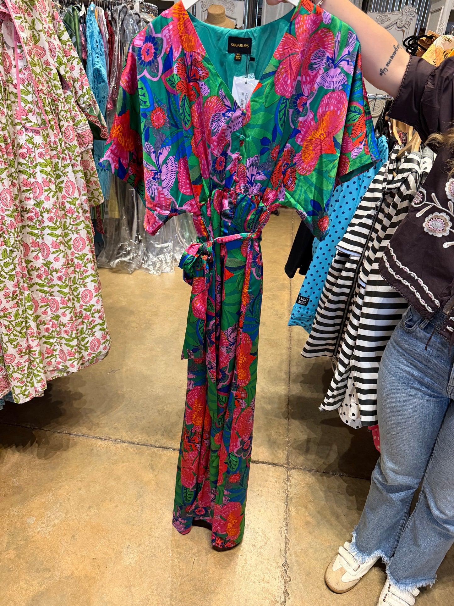 Silk Tropical Boho Style Maxi Dress