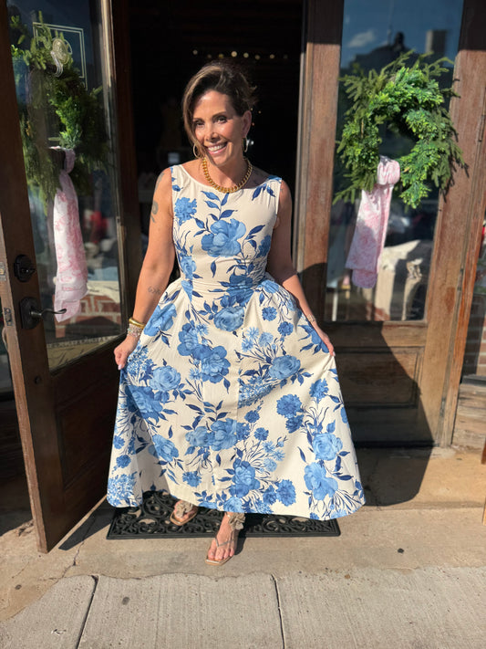 Blue Floral Maxi Dress