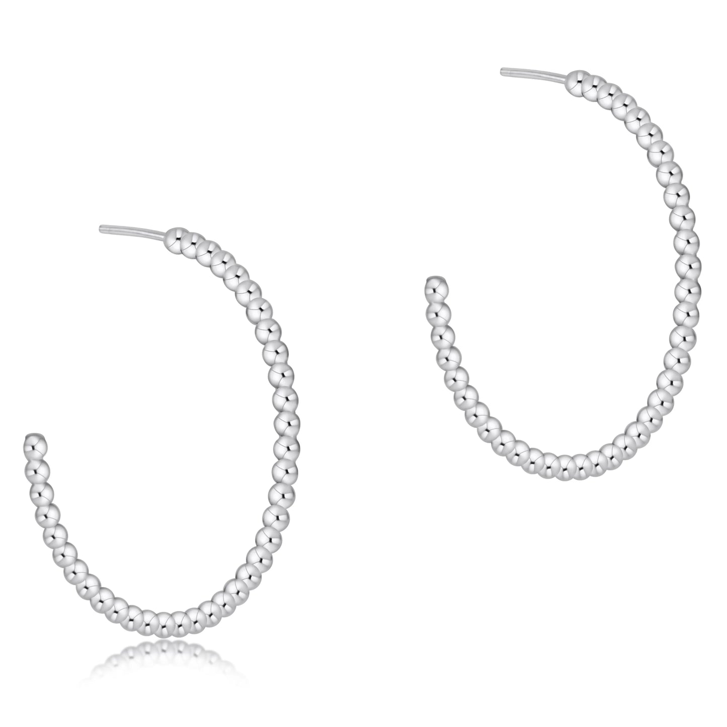 beaded classic 1.25" post hoop - 2mm sterling