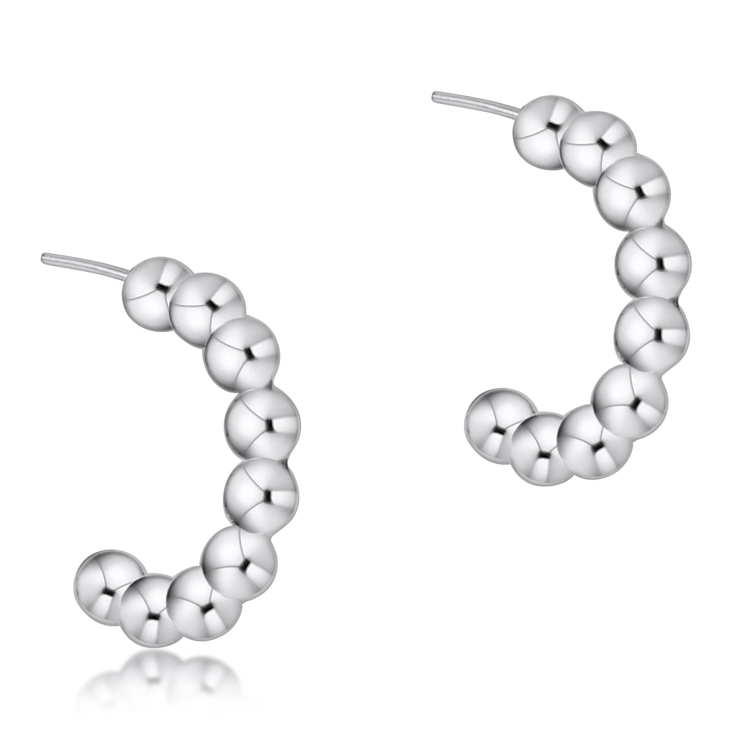 beaded classic 1" post hoop - 4mm sterling