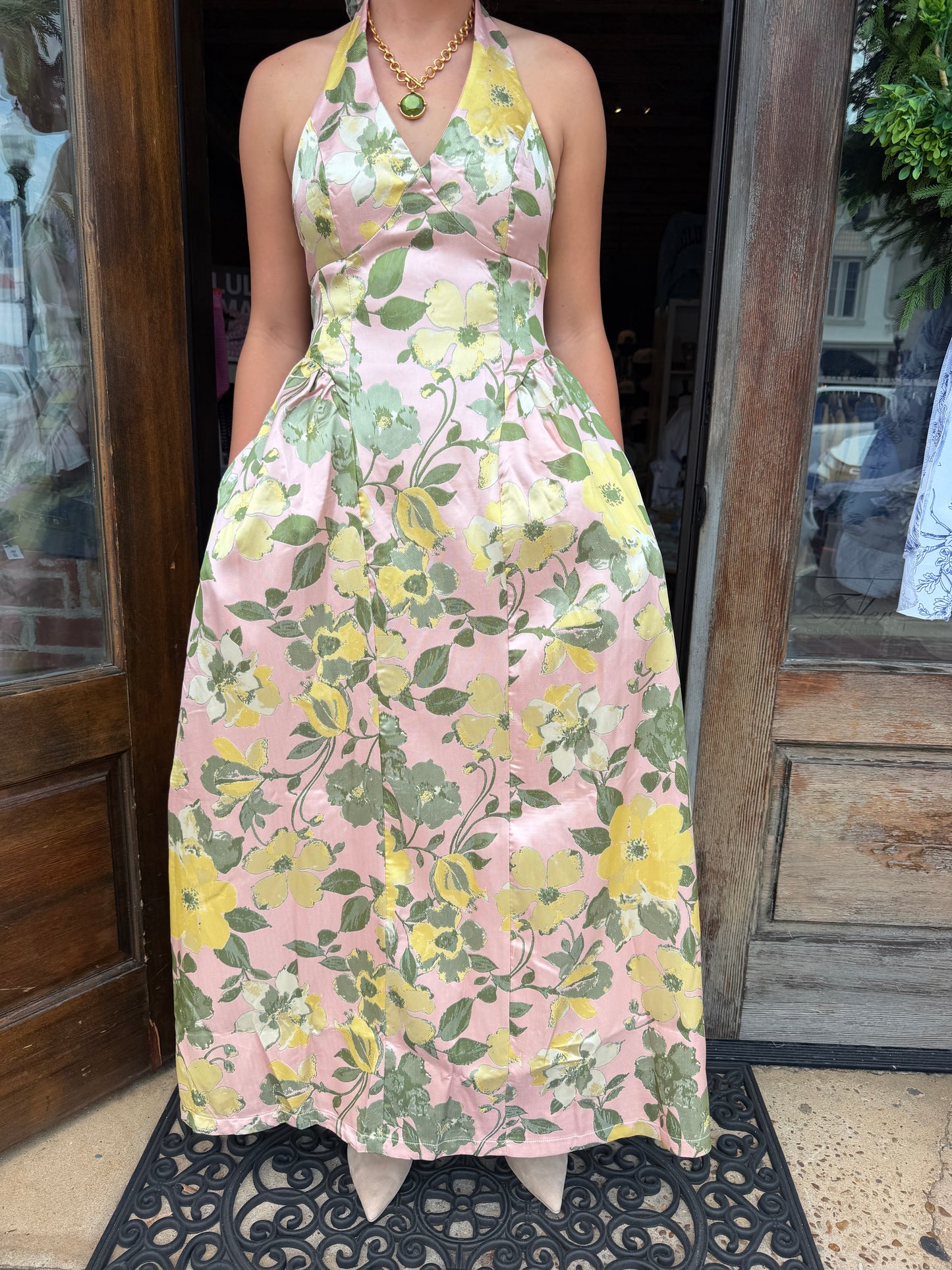 Halter Neck Corset-Bodice Side Full Skirt Midi
