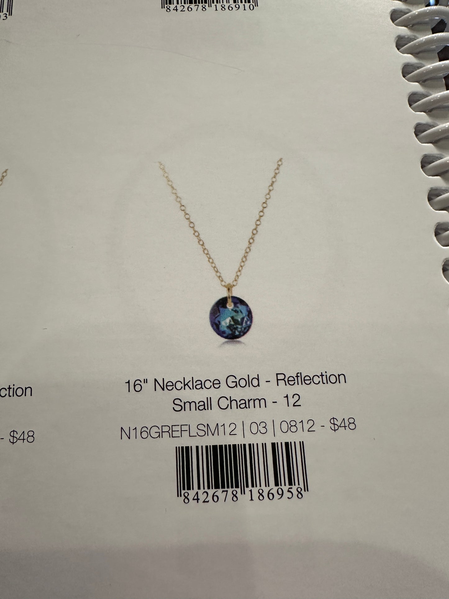 16" Necklace Gold - Reflection Small Charm Birth Stone
