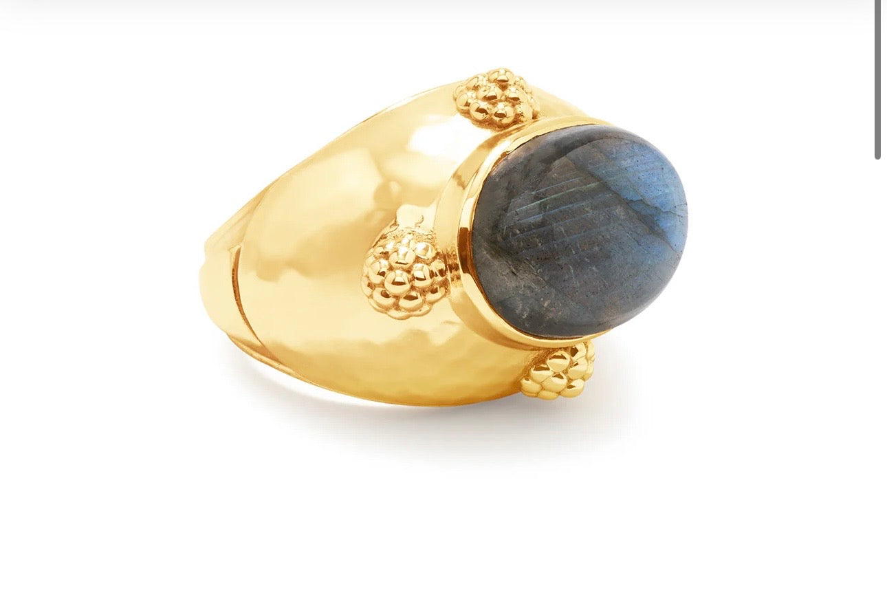 Oval Ring - Gold/Blue Labradorite