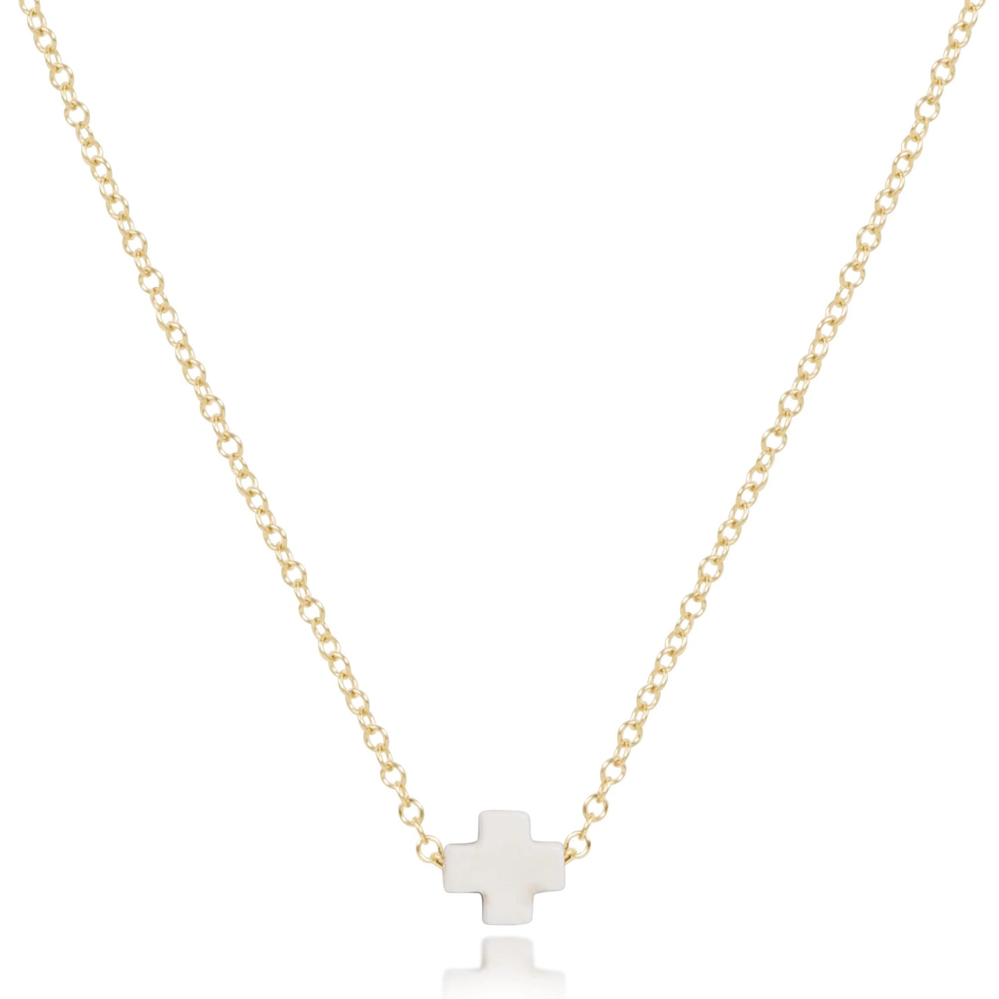 egirl 14" Necklace Gold - Signature Cross Off-White