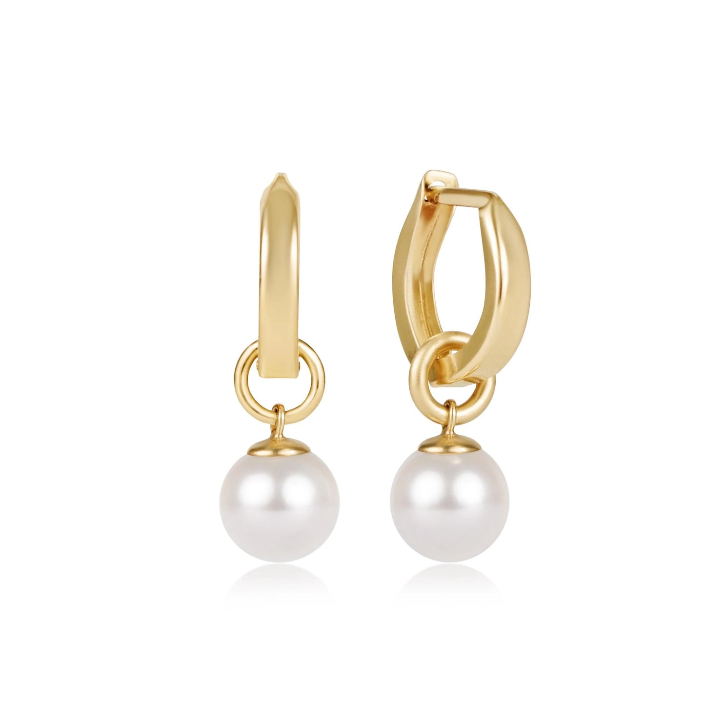 Huggle Gold 0.5" Hoop - Classic Pearl 8mm Charm