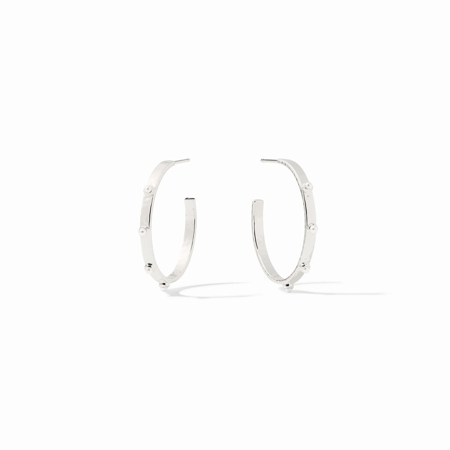 Crescent Stone Hoop - Silver