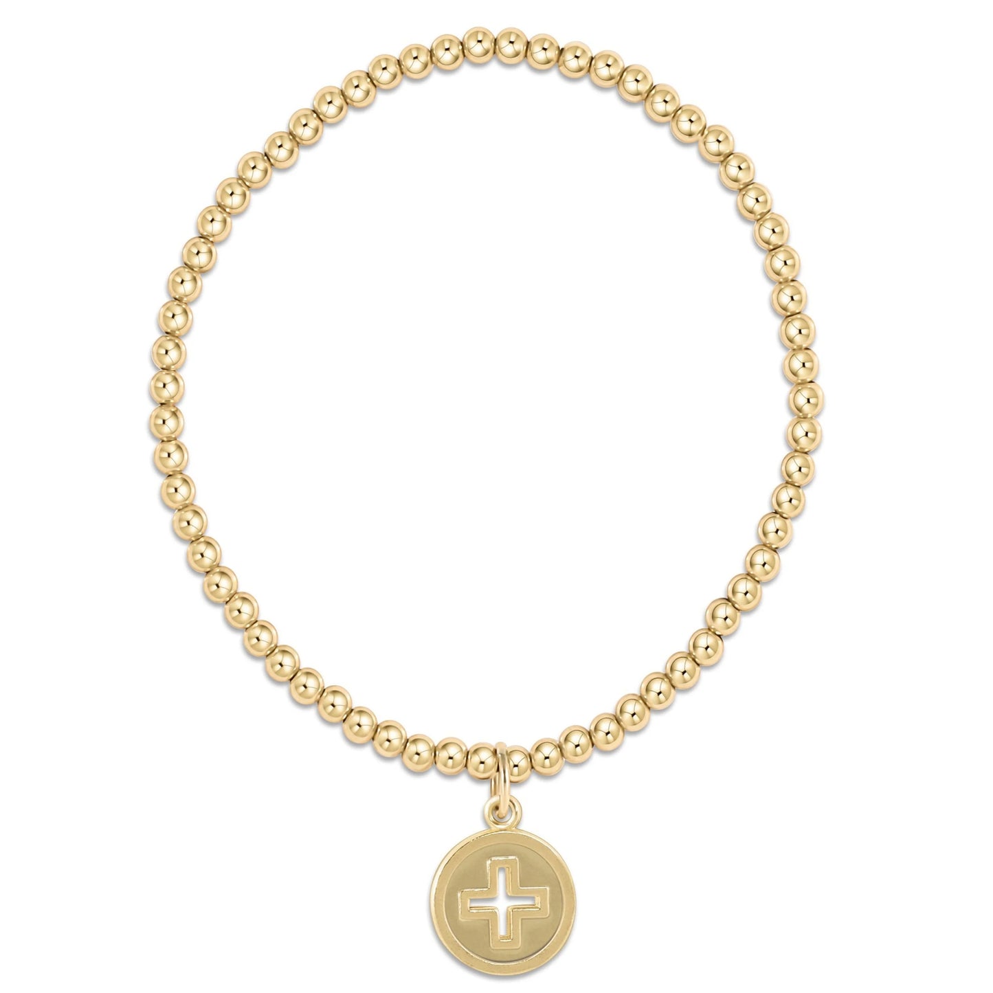 classic gold 3mm bracelet - signature cross gold disc