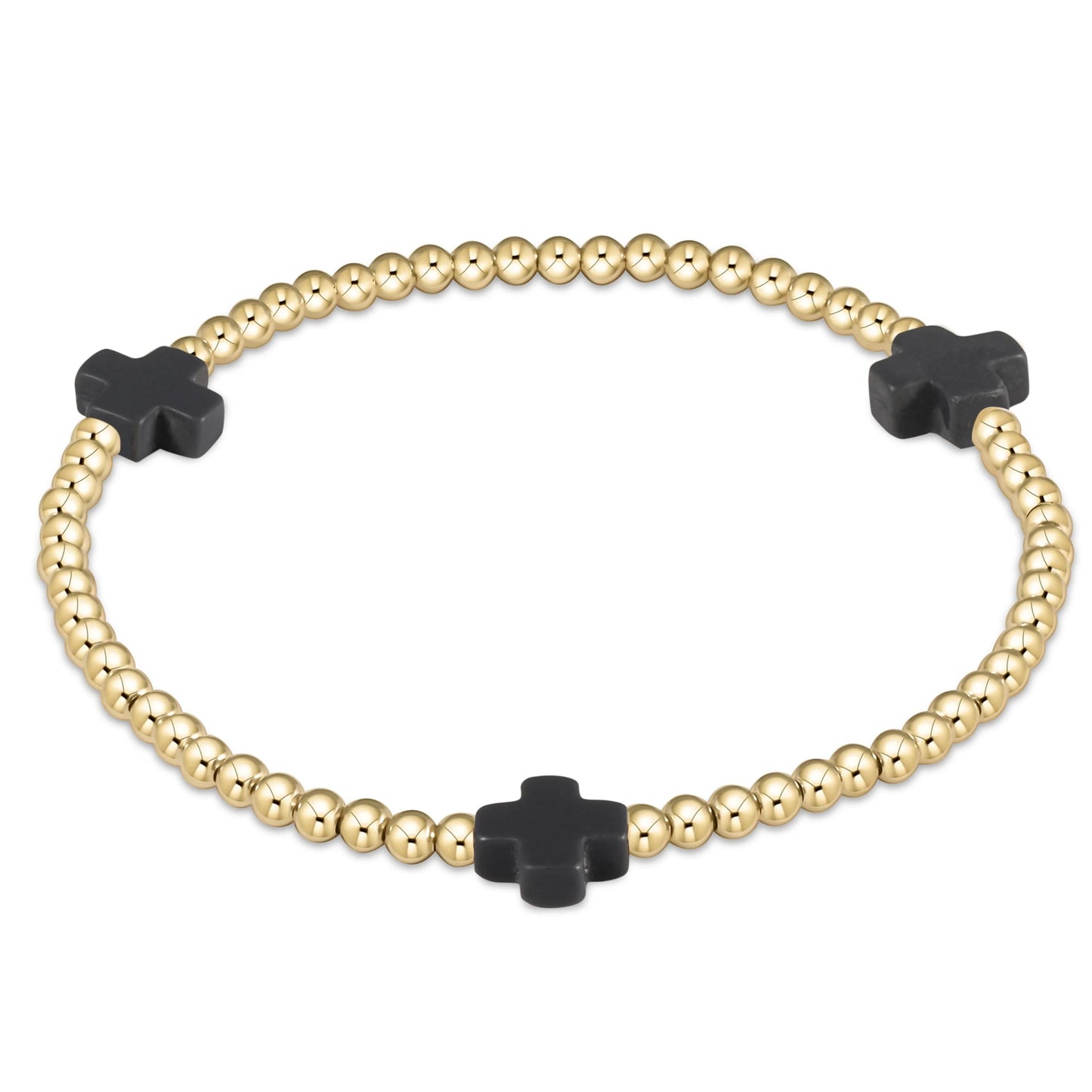 Extend Black Signature cross 3mm gold bracelet