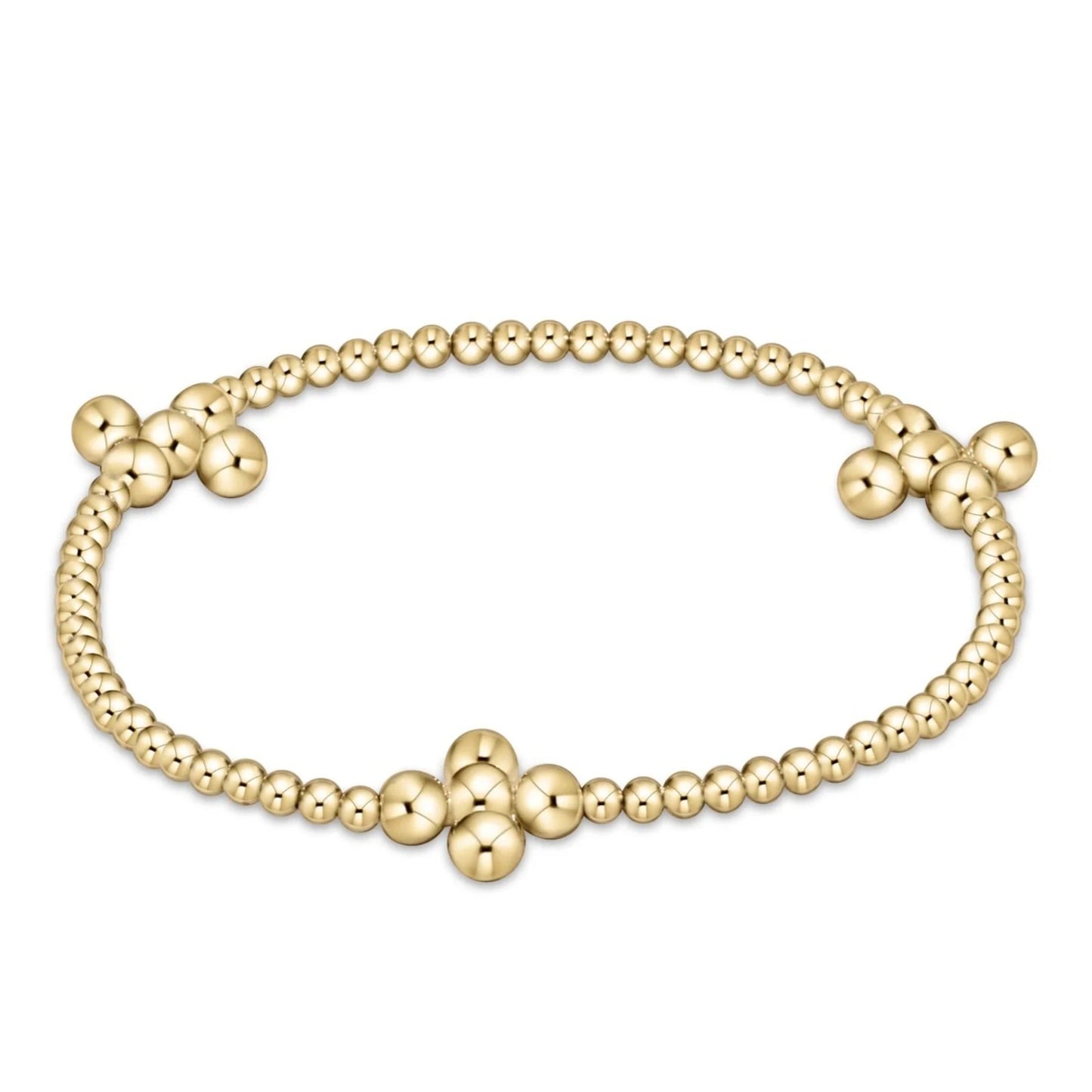 extend beaded 4mm gold signature cross 2.5mm gold bracelet